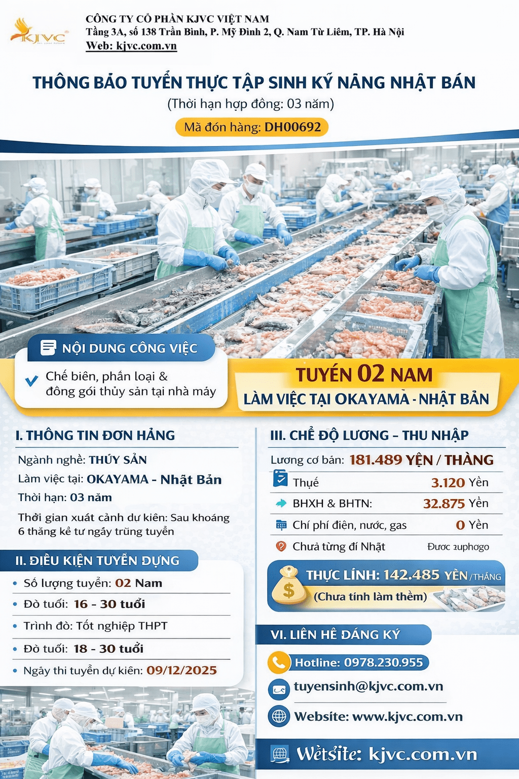 Thông báo tuyển 2 Nam thủy sản